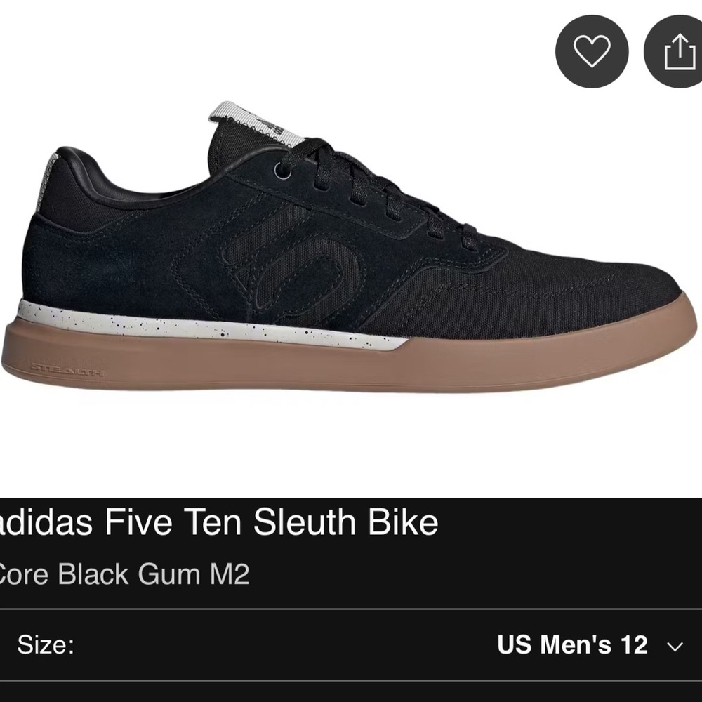 Adidas Five Ten Sleuth Bike Sneakers - Black and Gum